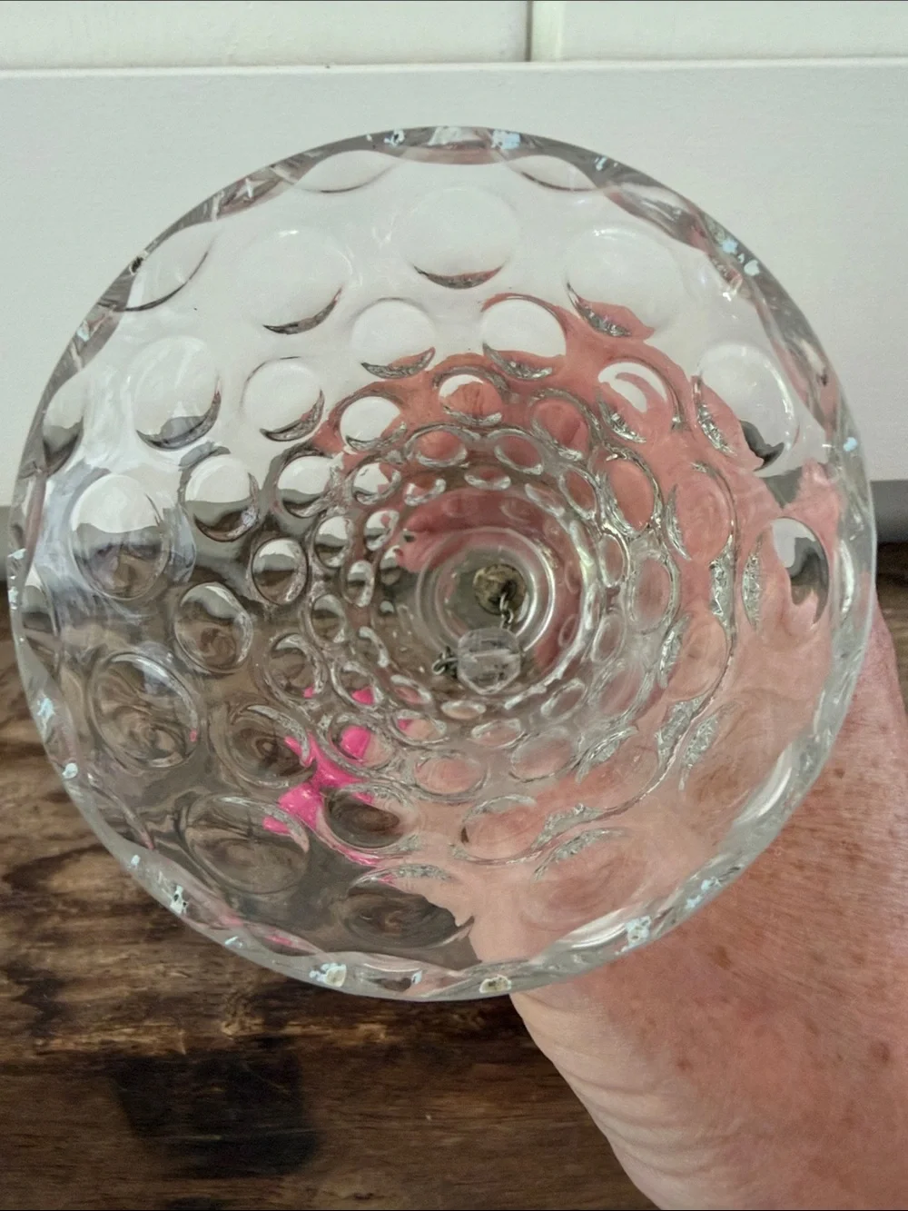 Vintage Clear Pressed Glass Decorative Bell - Textured Dot Pattern